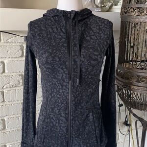 Women's Black Patterned Hoodie